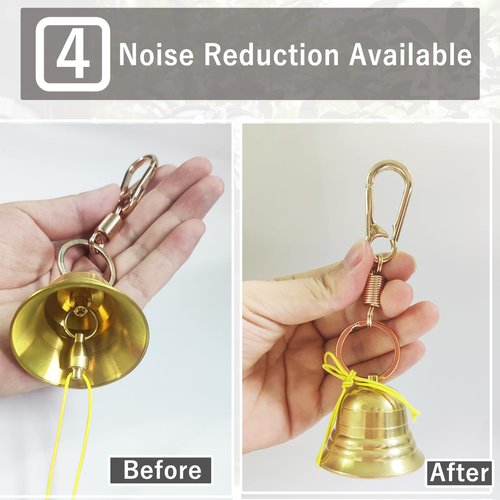 Heptour Loud Bear Bell with Emergency Whistle Set for Hikers, Solid Brass Bear Bells with Silencer，Emergency Whistles and Carabiner for Hiking/Survival/Camping/Climbing/Boating