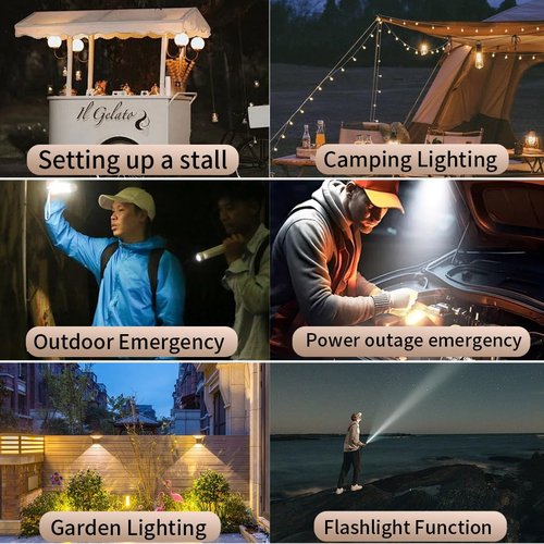 BY-J LED Camping Lantern Rechargeable 310LM, 4 Light Modes, Portable Waterproof Tent Light, Lightweight Emergency Light for Hurricane, Power Outages, Home, Hiking, Water-Resistant, Beige
