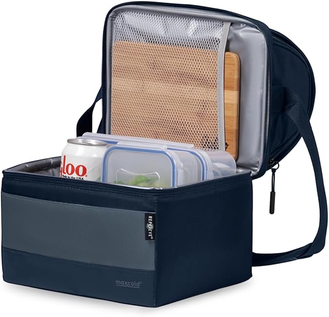 Soft Cooler Gripper Evergreen Eco Lunch Bag, 16-Can Dual Compartment Lunch Cooler, Insulated Lunch Box, Soft Sided Cooler Bag