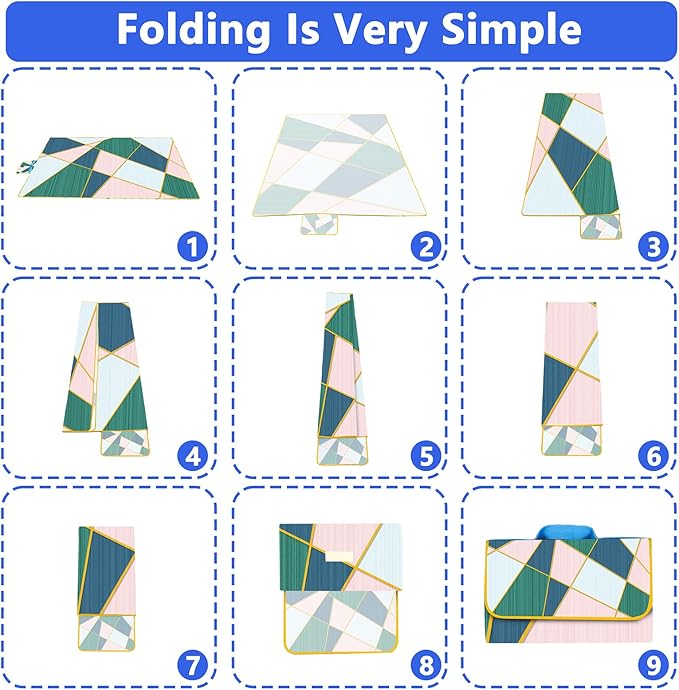 Picnic Blanket, Foldable Waterproof Sand Mat, Extra Large Picnic Blanket Outdoor Picnic Mat Beach Blanket for Park Grass Camping Hiking Travel Family Concerts