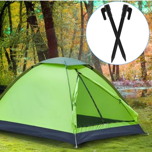 Moicstiy 24 Pack Plastic Tent Stakes, 5.7 Inch Black Durable Garden Landscape Stakes Tent Spikes for Camping, Gardening, Outdoor Beach