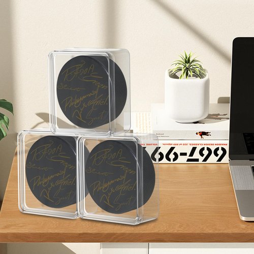 Hockey Puck Display Cases, Acrylic Cube Square Hockey Puck Display Cases - Fits Official Size Hockey Puck (3 PCS)