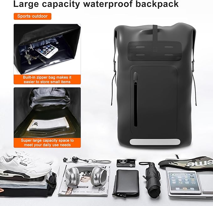 Waterproof Backpack，Heavy Duty Hiking Backpack，35/55/85L dry bag backpack waterproof for Men，Roll-Top Closure，for Kayaking, Travel, Hiking, Fishing, Camping, Motorcycles (green, 55L)