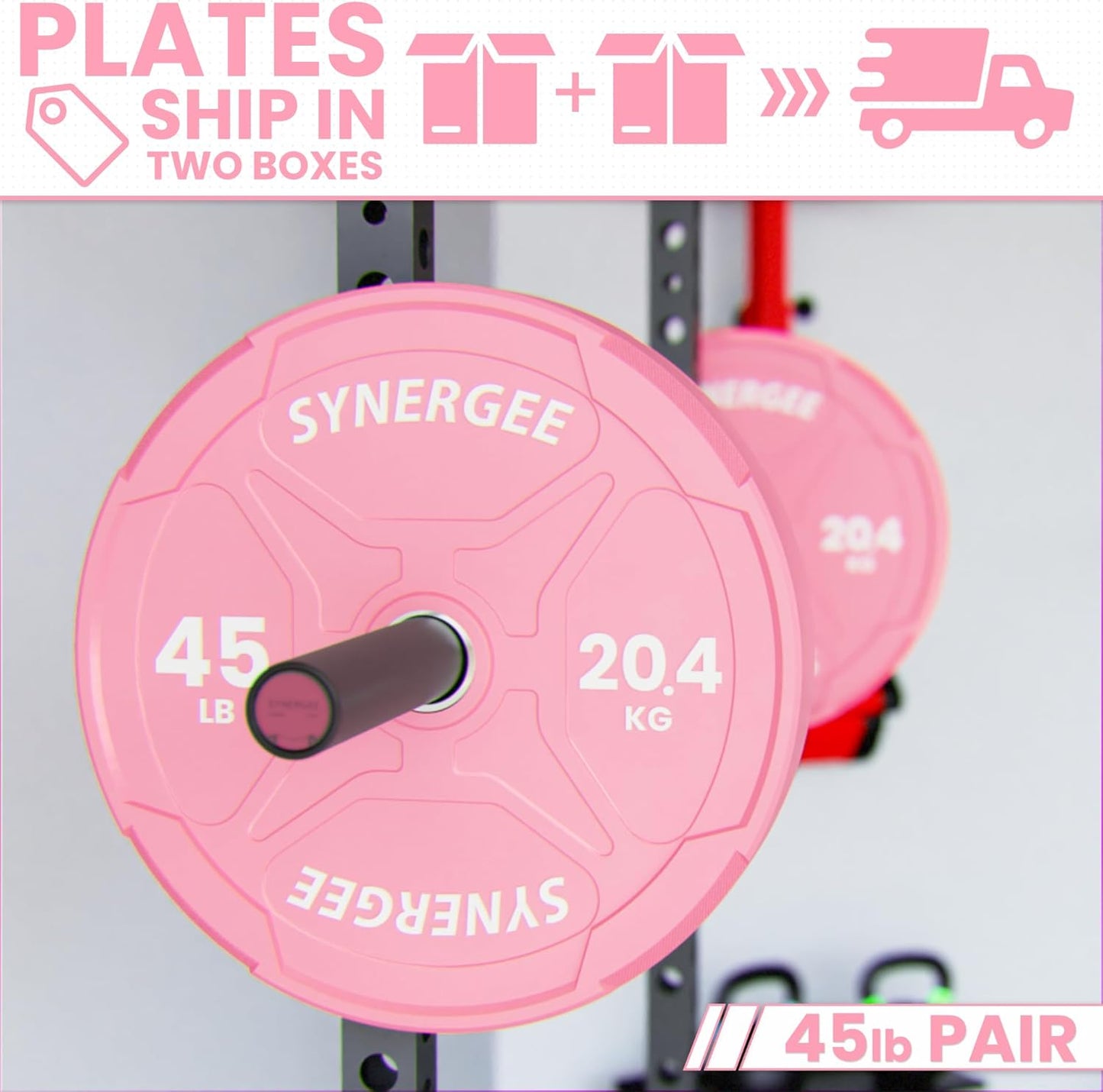 Synergee Bumper Plates – Durable Olympic Weight Plates, Low-Bounce Rubber for Strength Training, Powerlifting, and Functional Workouts.