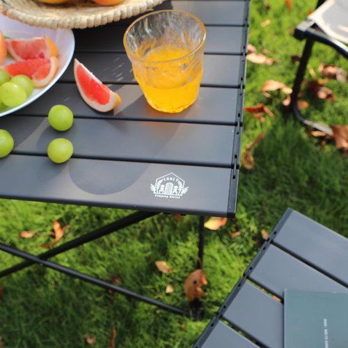 EHHLY Portable Folding Camping Table, Small Compact Aluminum Beach Picnic Table, Lightweight Collapsible Outdoor Camp Tables That Folds & Rolls Up, Beach Gear Essentials Camp Accessories, Grey