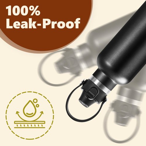 Auto Flip Lid for Hydro Flask Standard Mouth Bottle, Spout lid for HydroFlask Narrow Mouth Bottle, Replacement Lid with Button Lock, Black