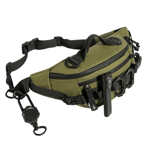 Tactical Fanny Pack for Men Women Military Waist Bag Molle Utility Hip Belt Pouch Crossbody Bags Bumbag for Cycling Hiking Walking Fishing Army Green