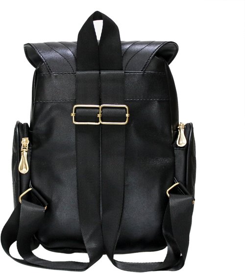 GinTai Women Pu Leather Owl Cartoon Backpacks Fashion Casual Satchel mini Small black Backpack, Black