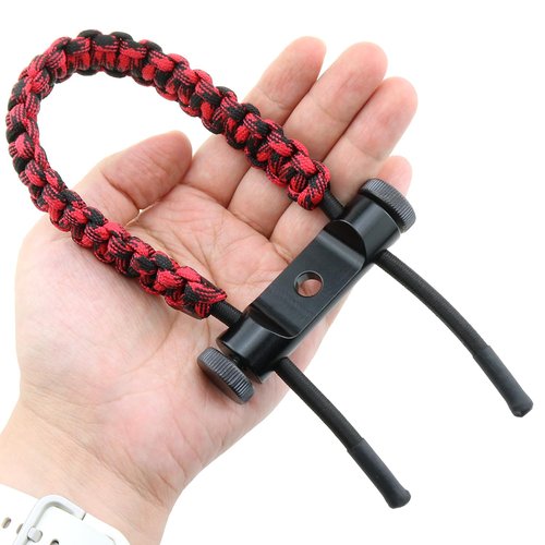 LUORNG 40cm Red and Black Archery Compound Bow Wrist Strap Braided Cord Adjustable Hunting Strap Bow Wrist Strap