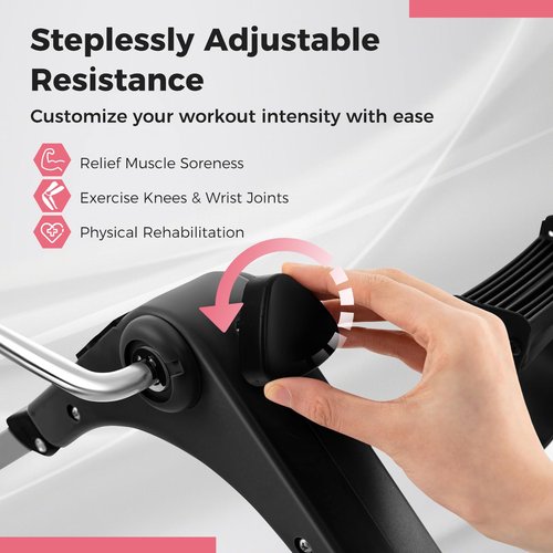 GYMAX Under Desk Bike Pedal Exerciser, Folding Mini Exercise Bike with LCD Display for Arms & Legs Workout, Portable Peddler Exerciser for Seniors Office Home Fitness (Pink)