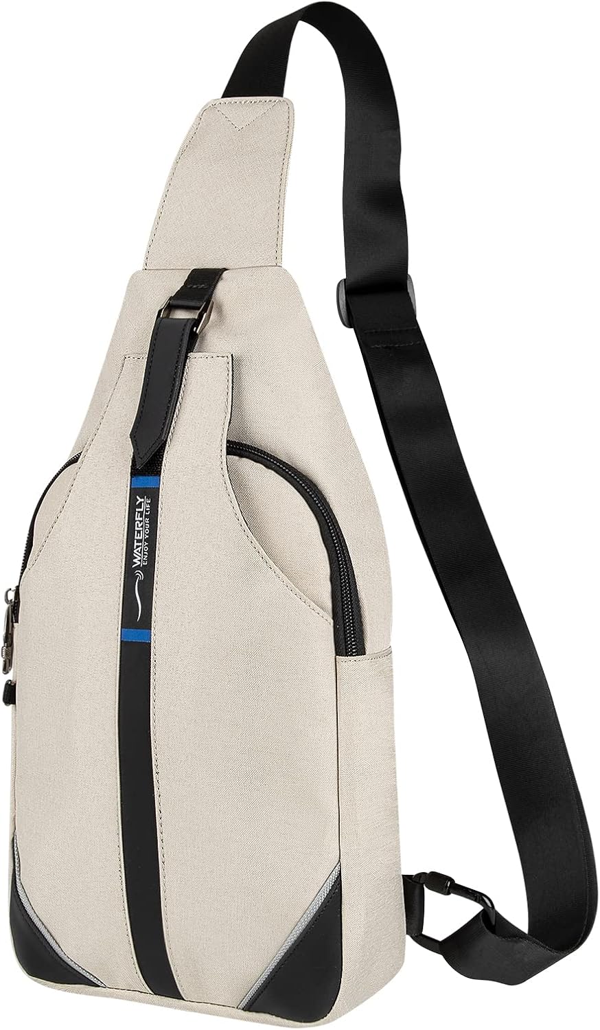 WATERFLY Small Crossbody Sling Backpack Anti Theft Backpack for Traveling Chest Bags for Men&Women Multipurpose Casual Daypack Hiking Shoulder Bag (Black)