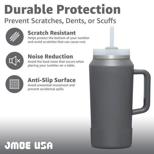 Jmoe USA Boot for 64oz Stanley Quencher H2.0 FlowState Tumbler With Handle | BPA Free Silicone | Sleeve Protector for Bottom of Cup | Protects Against Dents & Scratches (Charcoal)