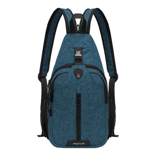 MOSISO Sling Backpack Travel Hiking Daypack, Double Layer Crossbody Sling Bag Convertible Backpack with Front Vertical Pocket, Teal Green