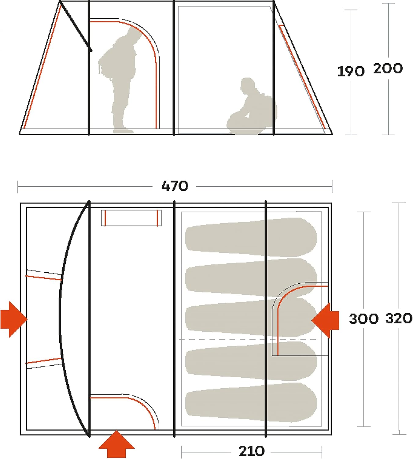 Proxes 5 Advanced Family Tent, Beige, 5-Person