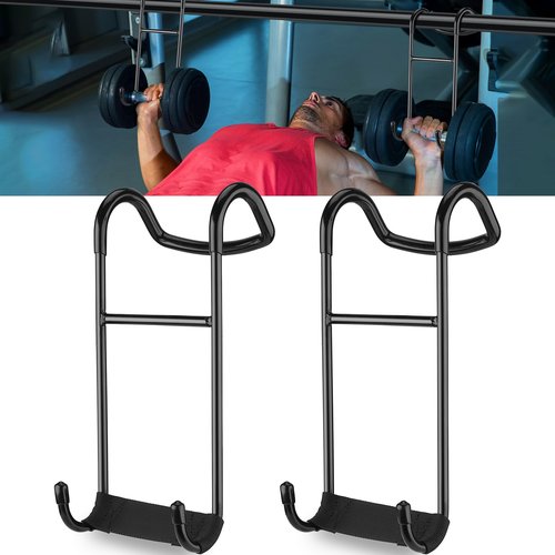 GSDOTZAP Dumbbell Spotter Hooks, Power Rack Attachments Connecting and Hanging Dumbbells to Barbells, Safety Steel Hanger Attachment for Chest and Shoulder Bench Press Hold Up 220lb