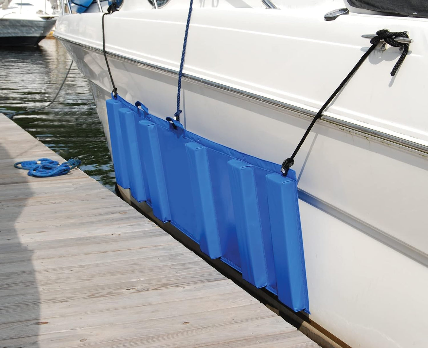 Taylor Made White Boat Fender, Stainless Steel, High-density closed cell polyethylene foam, vinyl/polyester tri-laminate blend covering