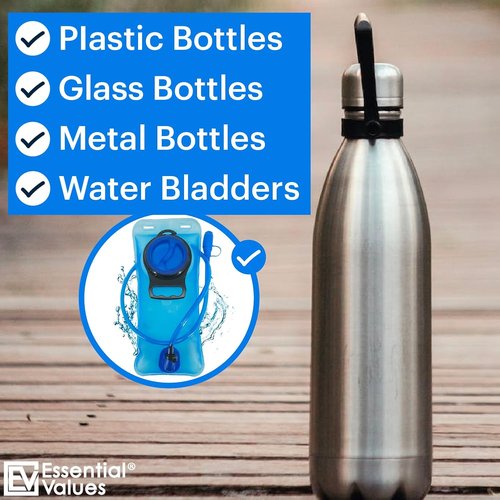 Essential Values Water Bottle Cleaner - Water Bottle Cleaning Tablets & Reservoir Bladder Cleaner Tabs (24 Tablets) - Tumbler Dispenser Hydration Pack Washer - Manufactured in USA