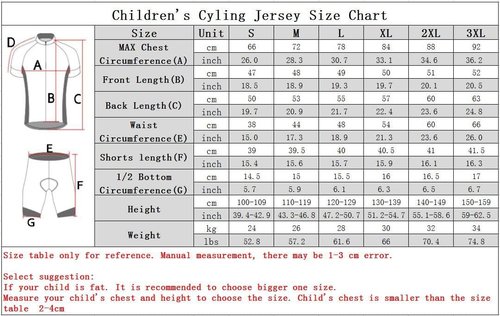 Cycling Jersey Kids,Short Sleeve Cartoon Road Mountain Bike Jersey Set/Top/Short for Girls Boys Breathable