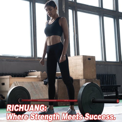 RICHUANG 7ft Olympic Barbell Weight Bar for Weightlifting,Powerlifting,CrossFit Training,500 lbs Max Load Capacity,Q235 Steel,2 Inch Olympic Strength Training Bar for Home Gym,Exercises Fitness Equipment 500LBS-Red