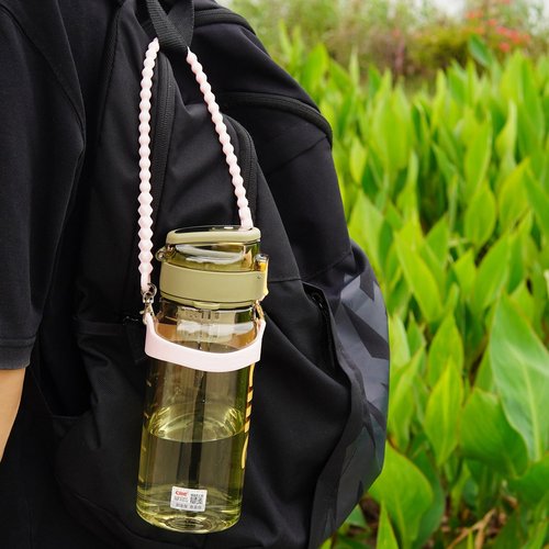 Eoopoon Water Bottle Handle for Stanley Cup - Soft, Durable Silicone Sling with Adjustable Strap, Fits Most 8-40oz Bottles, Ideal Stanley Cup Accessory(Pink)