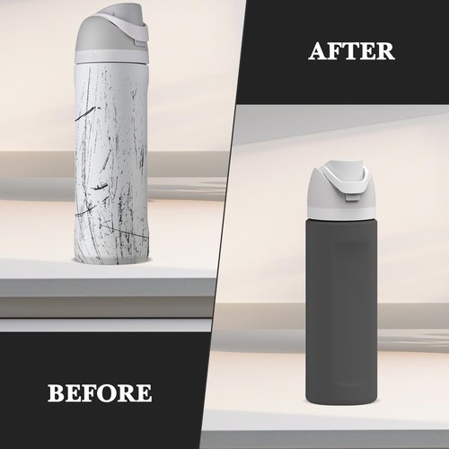 Linkidea Silicone Water Bottle Sleeve Compatible with Owala FreeSip 24oz, Anti-Slip Protector Waterbottle Boot, Bottle Bumper Cover, Gray