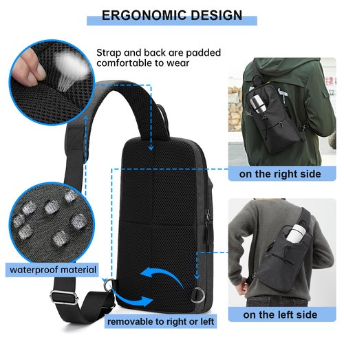 Beamyth Crossbody Sling Backpack for Men Women Sling Bag Multipurpose Travel Hiking Cross Body Chest Bag (Black)