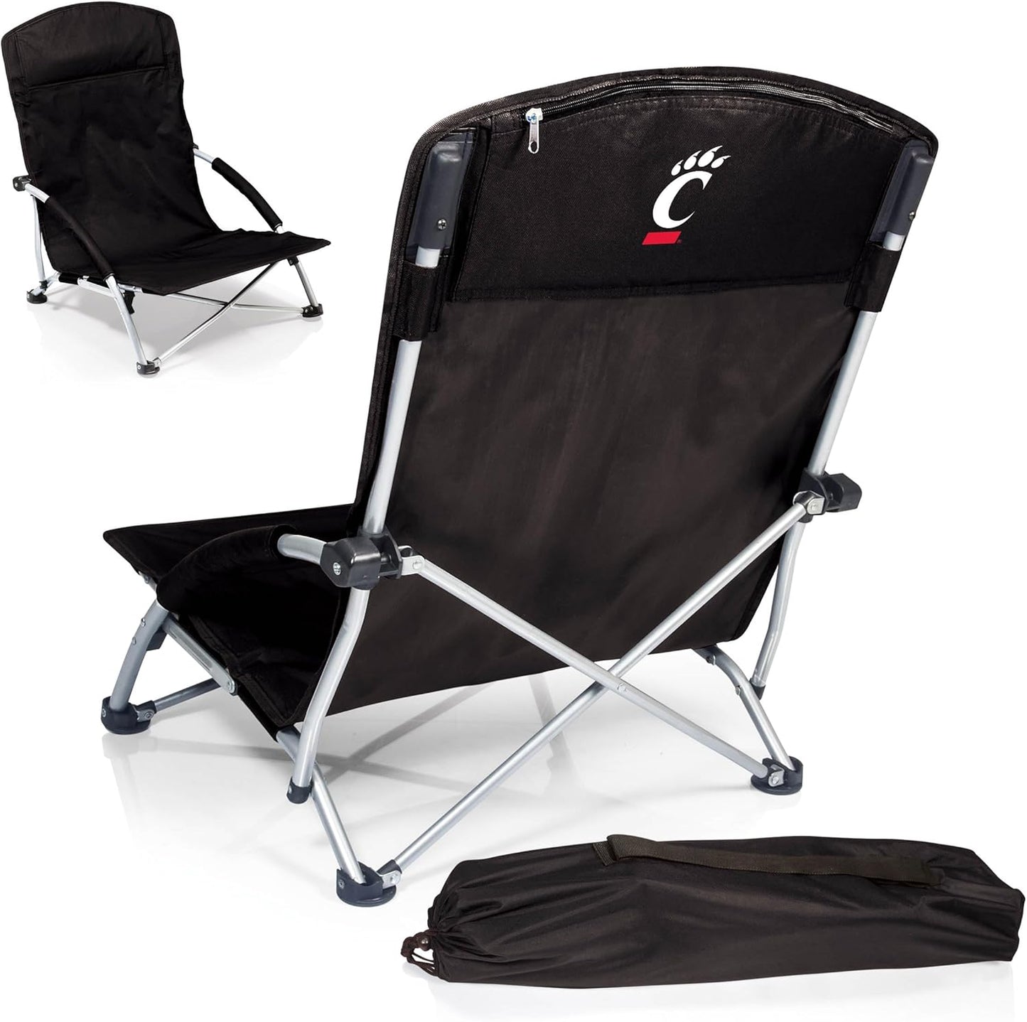 PICNIC TIME NCAA Tranquility Beach Chair with Carry Bag - Low Beach Chair for Adults - Low Lawn Chair