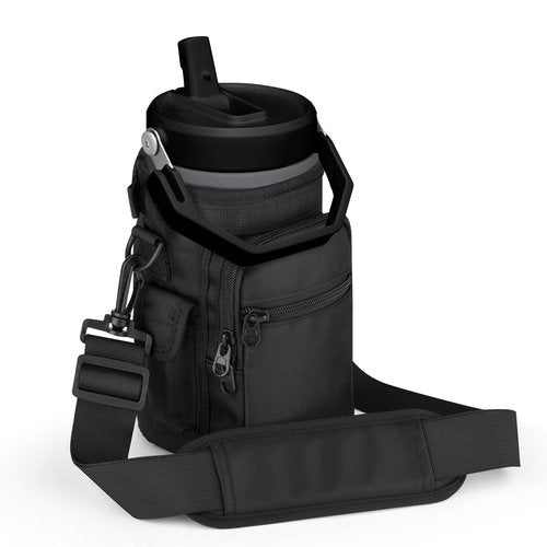 Xxerciz Water Bottle Carrier Bag with Phone Pocket for Stanley IceFlow 40/64oz Tumbler Insulated Water Bottle Holder Pouch with Strap Water Bottle Bag with Carabiner for Stanley Cup Accessories (40oz)