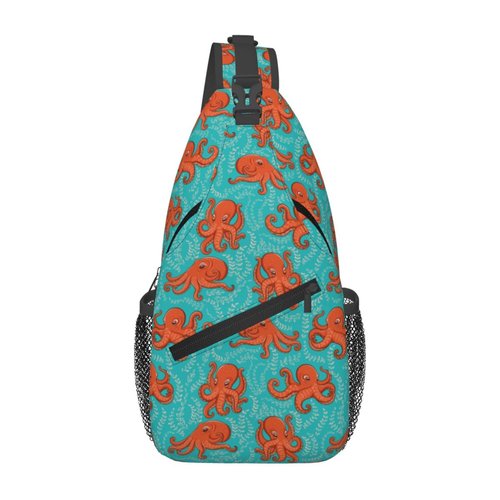 VSOFMY Sling Bag For Women Men Orange Octopus Crossbody Backpack Sling Backpack For Travel Hiking Daypack Chest Bag