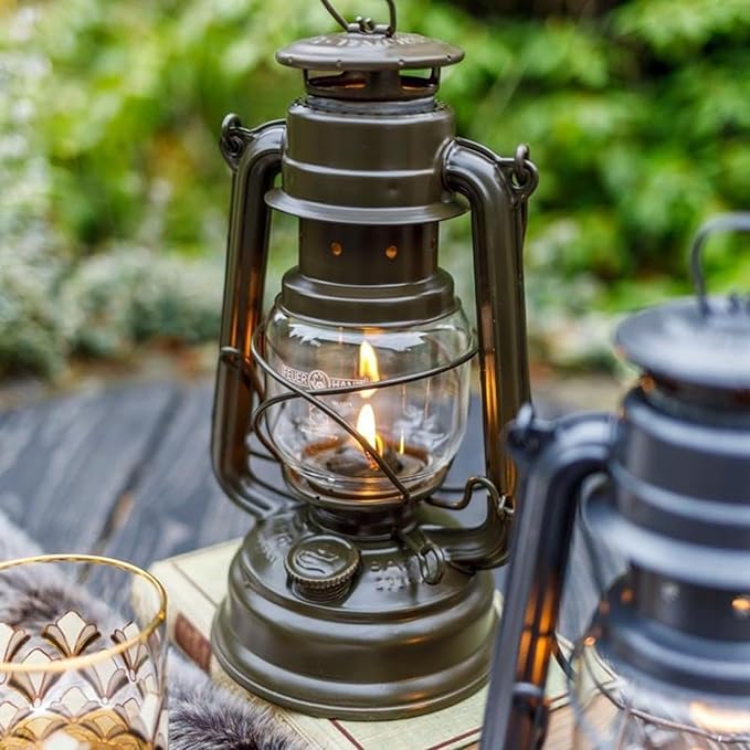 Galvanized Storm Lantern, Green, 26 cm