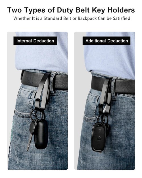 CREASOL 2-Pack Duty Belt Key Holder, Heavy-Duty Quick-Release Clip with Rings, Stainless Steel Stealth Design for Police, Security, and First Responders, Fits up to 2.25-Inch Belts