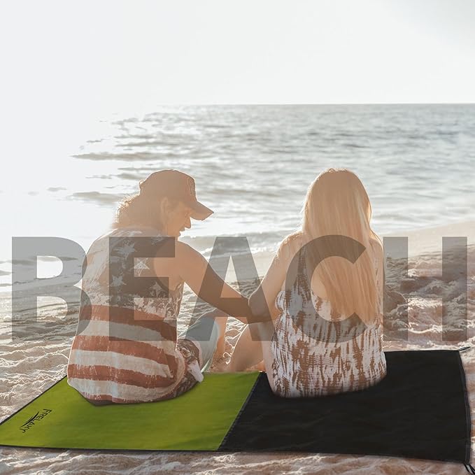 Frelaxy Pocket Picnic Blanket, Waterproof Beach Blanket, Compact Camping Blanket, Lightweight Outdoor Blanket for Beach Festival Camp Picnic Hiking Travel (Army Green, 28'' x 47'')