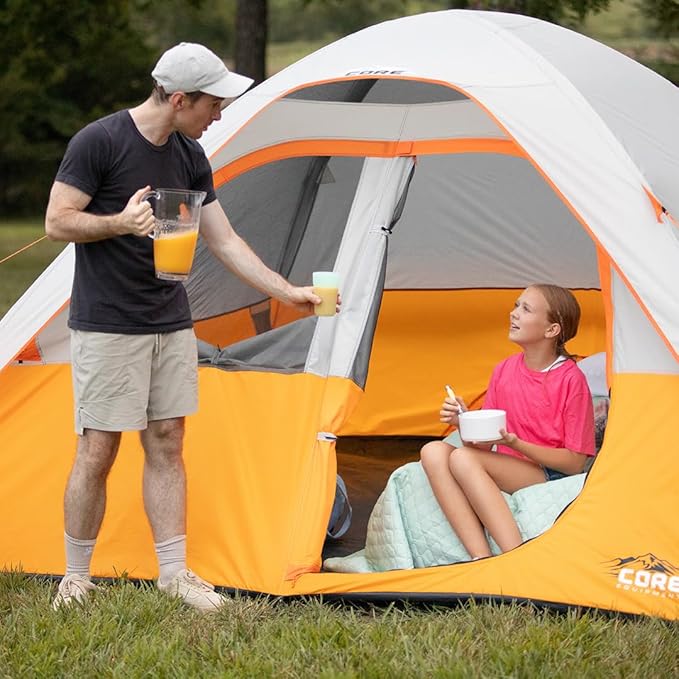 CORE Tent for Family Camping, Hiking and Backpacking | 3 Person / 4 Person / 6 Person / 9 Person Person Dome Camp Tents with Included Tent Gear Loft for Outdoor Accessories
