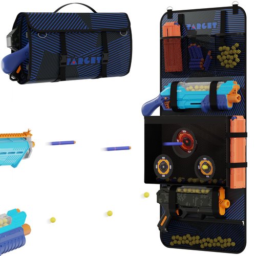 Target Multi-Function Toy Gun Storage and Practice Target, Wall or Door Organizer for Blaster Gun and Darts Ammos