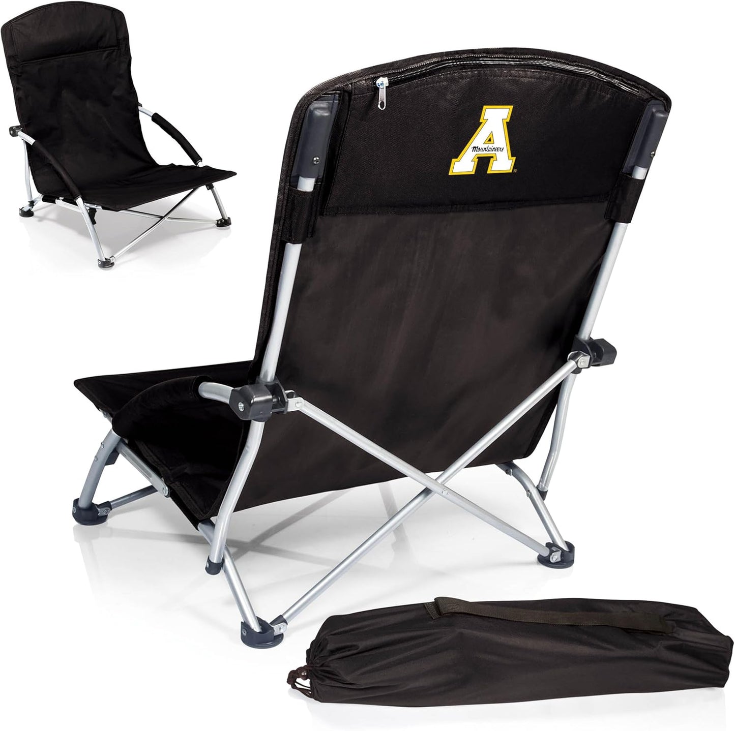 PICNIC TIME NCAA Tranquility Beach Chair with Carry Bag - Low Beach Chair for Adults - Low Lawn Chair