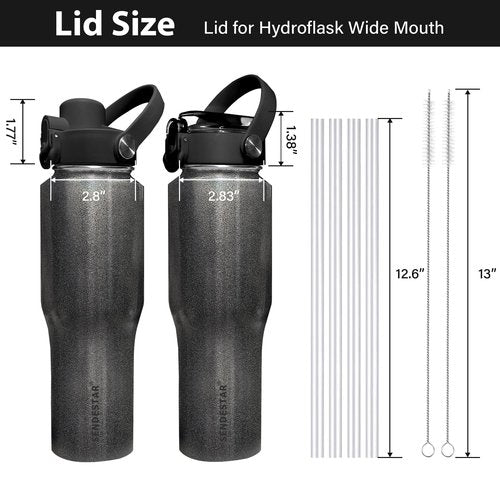 SENDESTAR Straw Lid for Hydroflask Wide Mouth Water Bottle with 12,16,18,20,24,32,40,64 oz, Auto Flip Straw Top Cap fit Most Wide Mouth Bottles, Sports Cap Water Bottle Accessories Top Replacement