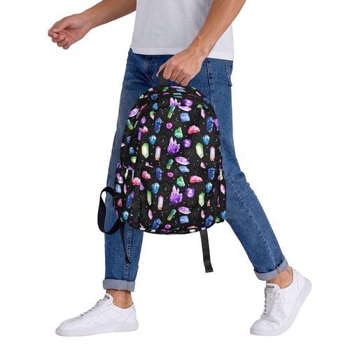 ACDRUING Colorful Crystals Waterproof Backpack Adjustable Shoulder Straps Bag Large Capacity Casual Daypack Bookbag For Travel Work