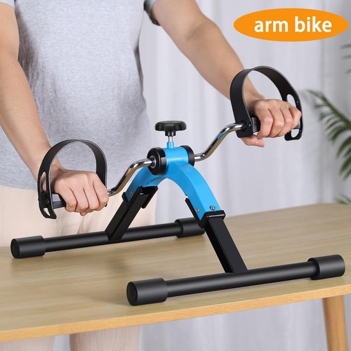 RYGEO Folding Pedal Exerciser Mini Exercise Bike Under Desk Bike Pedal Exerciser for Arms and Legs Cardio Workout, Portable Desk Bike Peddler Machine for Sedentary Officer & Seniors