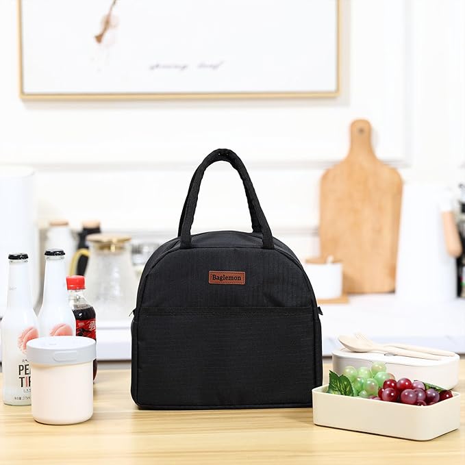 Insulated Lunch Bag for Women Men, Lunch Containers Reusable High Capacity Lunch Tote Bags for for Work Picnic(Black)