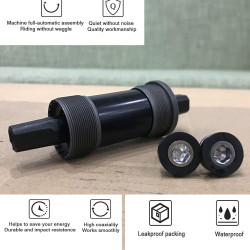 English Square BB Bike Bottom Bracket Set,Square Taper, Aluminum (Black-68x120mm)