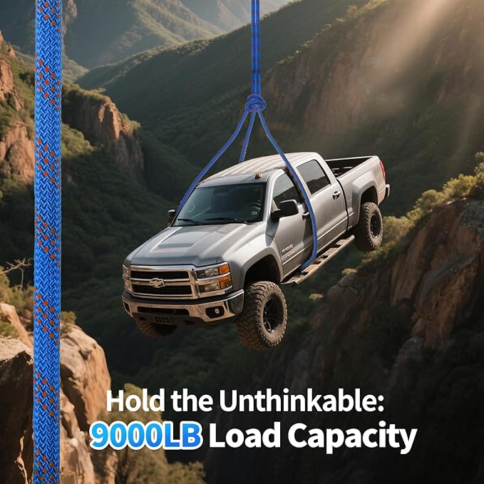150Ft 1/2 Inch Heavy Duty Climbing Rope - for Tree Swing, Pulling, Outdoor & Gym Use (Blue)