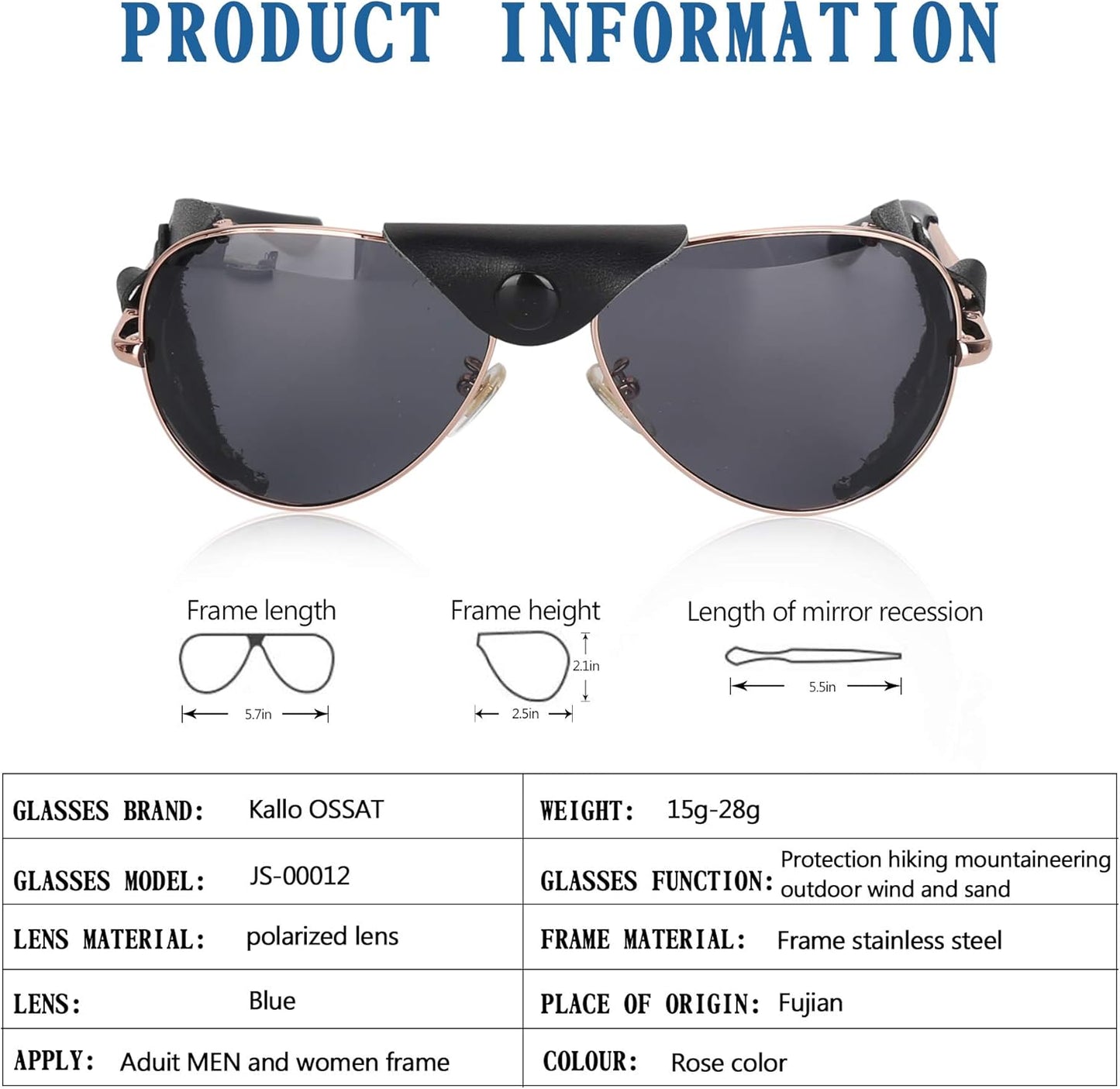 OSSAT Polarized sunglasses with side shields cowhide wind proof sunshade Classic Mountain Fishing eyewear