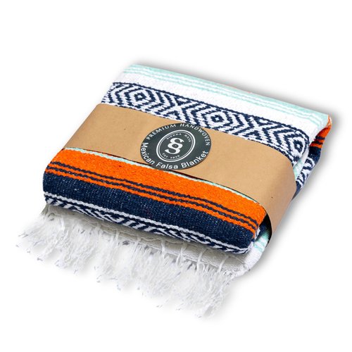 Sierra Baja Mexican Throw - 78'x57', Perfect for Yoga, Outdoors, Heavy & Thick, Orange, 1 Pc