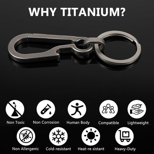 Gjinxi Titanium Carabin Clip Hook Small Heavy Duty Keychain Grips Multifunctional Backpack Clasps Carabin Anti Lost Quick Release Key Chain Organizer Accessory (1Pc)