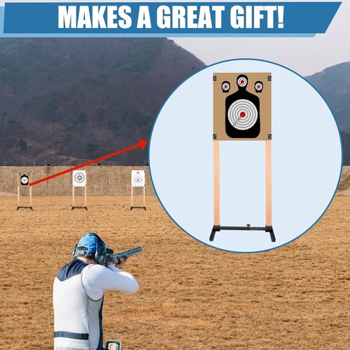 Ideagle Shooting Target Stand with 10pcs 16"x16" Papers Targets,Durable Paper Target Holder with Adjustable Base for Paper Shooting Targets,H Shape, USPSA/IPSC, IDPA Practice-Upgraded Version (2 Pack)