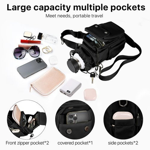 Rocason Water Bottle Holder with Strap 32 40oz Crossbody Insulated Water Bottle Carrier Sling Bag with Adjustable Wide Strap and Phone Purse 5 Pockets for Walking Hiking Gym Travel
