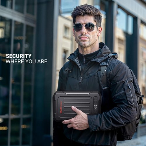 Portable Pistol Safe Biometric Gun Safe with Keys Quick Access Smart Fingerprint Handgun Safe, Keypad for Cars, Travel, Nightstand, Bedside 20002-SF