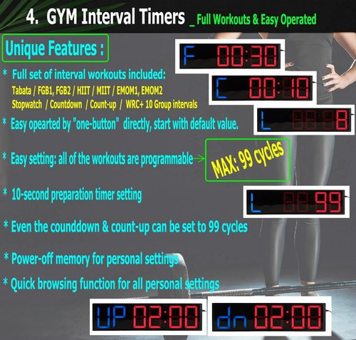 Cynobato Tripod 5.6'' Race Clock, Race Timer, Digital Countdown Clock, with Gym Interval Workout Timers, Stopwatch, for Outdoor Race Events (Red)
