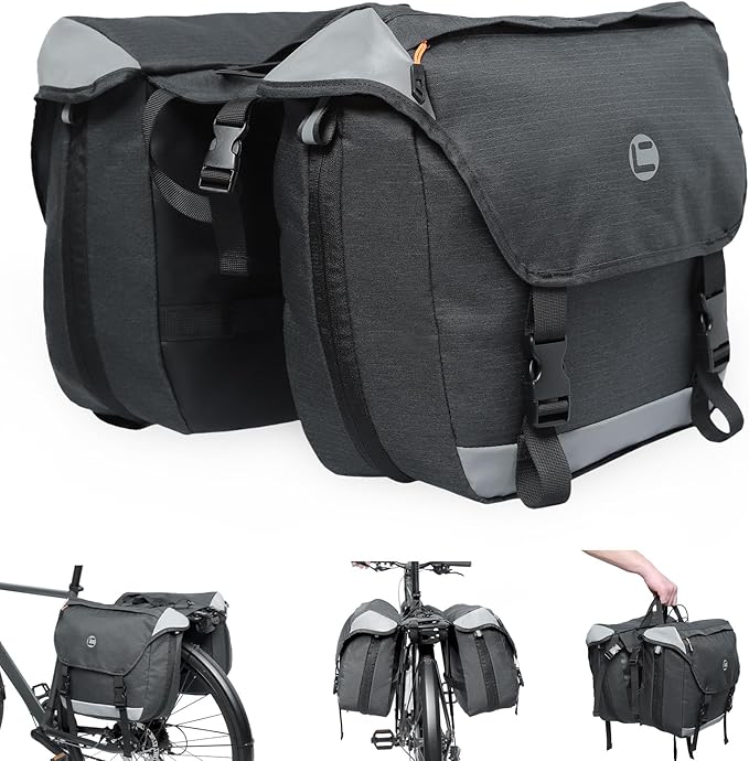 QYCHHJ 25-35L Bike Bags for Bicycles Rear Rack Bike Rack Bag with Water-Resistant Zippers, Waterproof Bike Trunk Bag with Side Pockets Pannier Bag for Bike Accessories