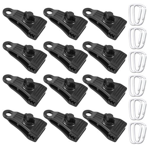 Upgrade Large Tarp Clips Heavy Duty Lock Grip - Total 24 PCS Tarp Clamps Thumb Screw Tent Fasteners with Carabiner for Camping Awnings Caravan Canopies Car Truck Swimming Pool Boat Cover Clips